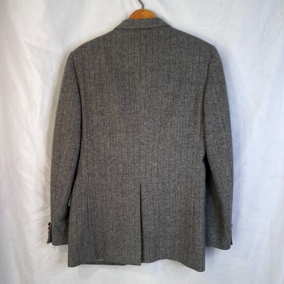 Aldo Rossini Camel Hair & Wool Career Blazer Sport Coat Gray Pin Striped Sz 38R - Picture 3 of 14